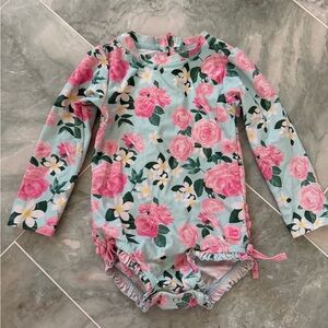 Two Ruffle Butts Floral Kids Rashguard